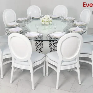 Azzurra-round-glass-dining-table-rentals-and-dior-wooden-chair