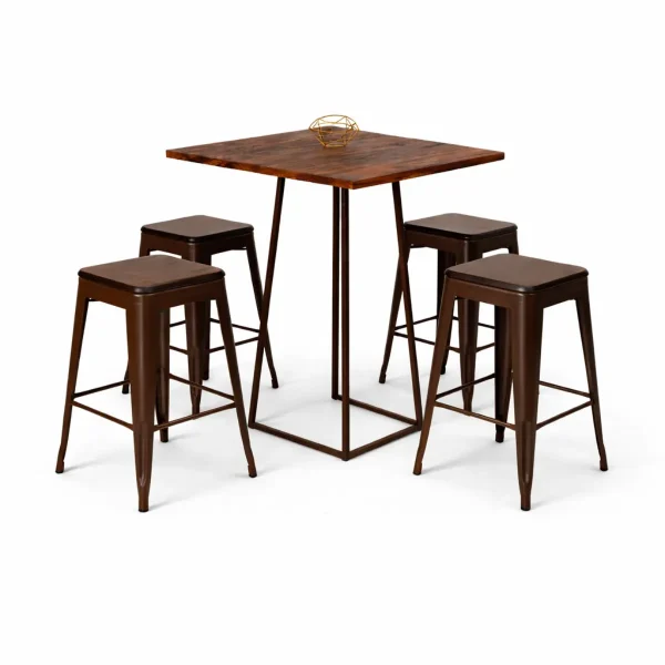 linea-brown-cocktail-table-armando-brown-bar-stool-setup-rentals
