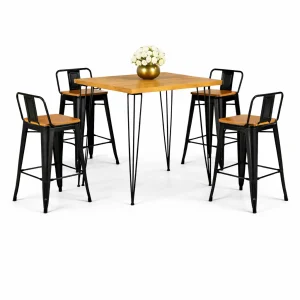 isadora-sqaure-rustic-top-black-legs-black-armando-bar-stool-rental-rentra