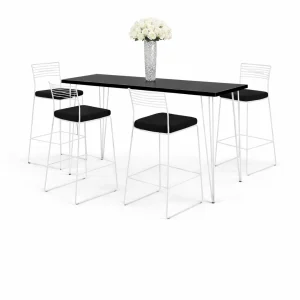 isadora-black-rectangular-top-cocktail-table-sacha-white-color-bar-stool-rental
