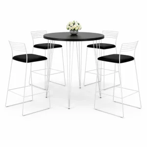 isadora-black-round-top-cocktail-table-sacha-white-color-bar-stool-rental