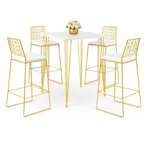 isadora-white-square-top-golden-legs-cocktail-table-sacha-gold-color-bar-stool-rental