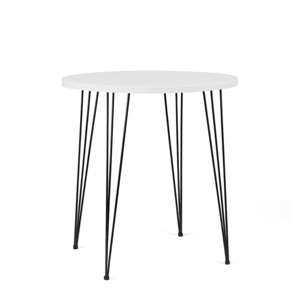 Isadora White Top-Black Legs-80cm Round Cocktail Table Rentals