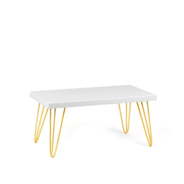 Isadora White Top-Golden Legs Rectangular Coffee Table Rentals