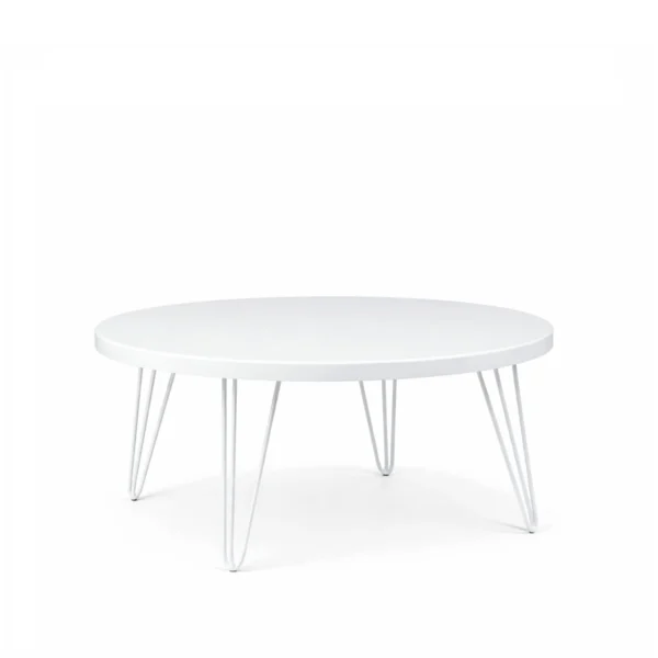 Isadora White Top-White Legs Round Coffee Table Rentals