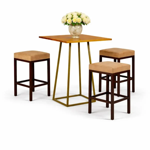 Linea Rustic High Table & Catalonia Brown Bar Stool Rentals