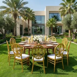 round-wooden-dining-table-rentals-setup-real-image